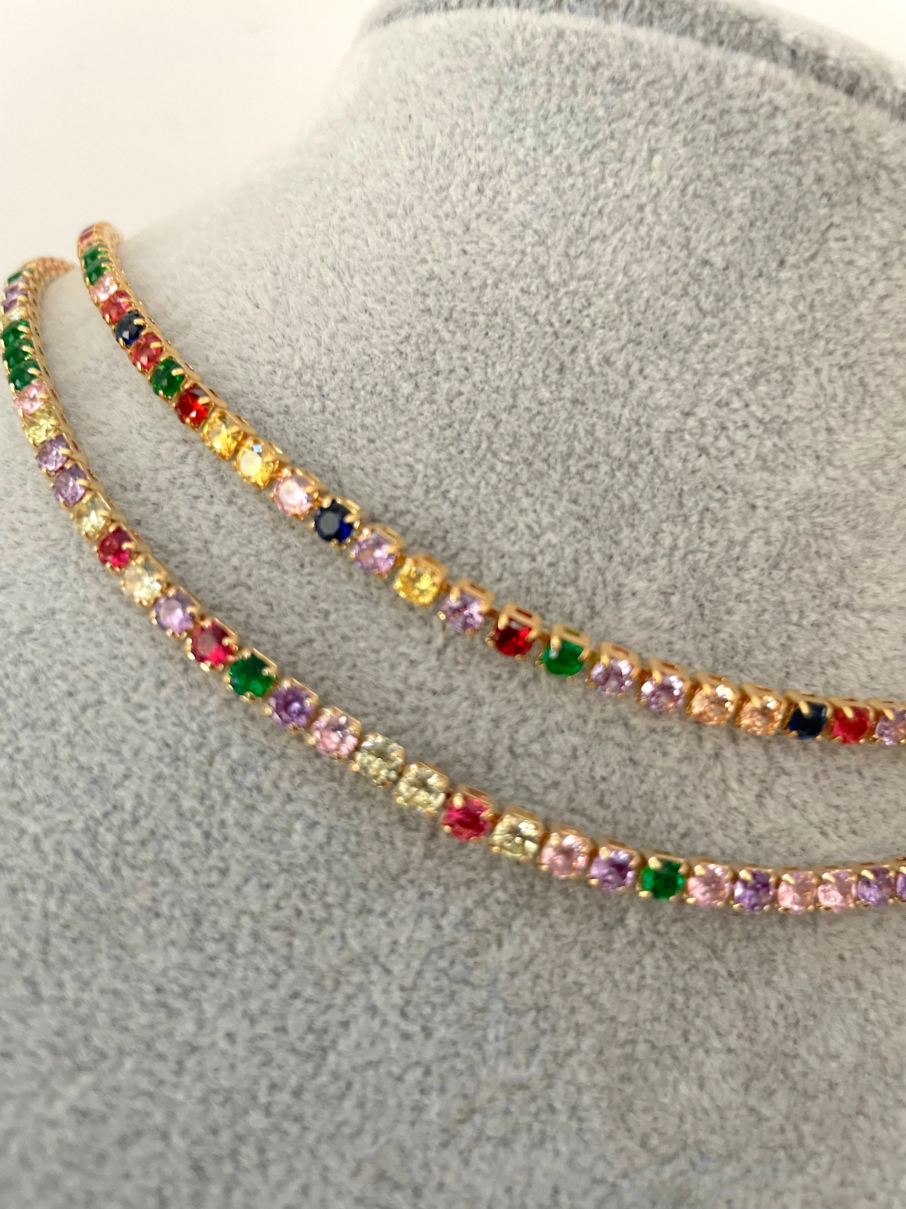 Multicolored tennis necklace