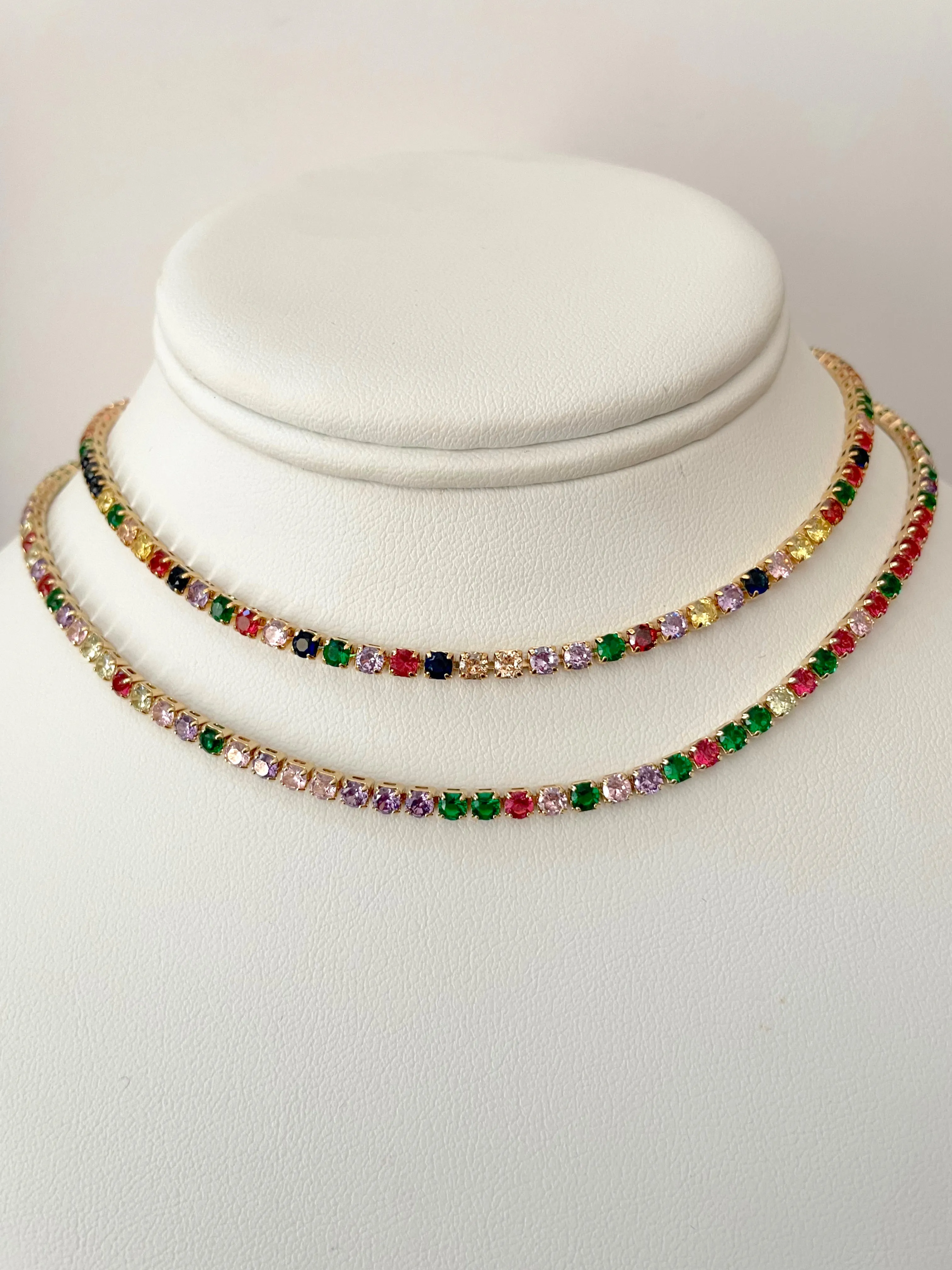 Multicolored tennis necklace