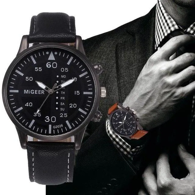 New Men Leather stylish analog wrist watch