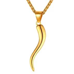 New Stainless Steel Italian Horn Amulet Gold Necklace Pendants Men/Women Gift Jewelry