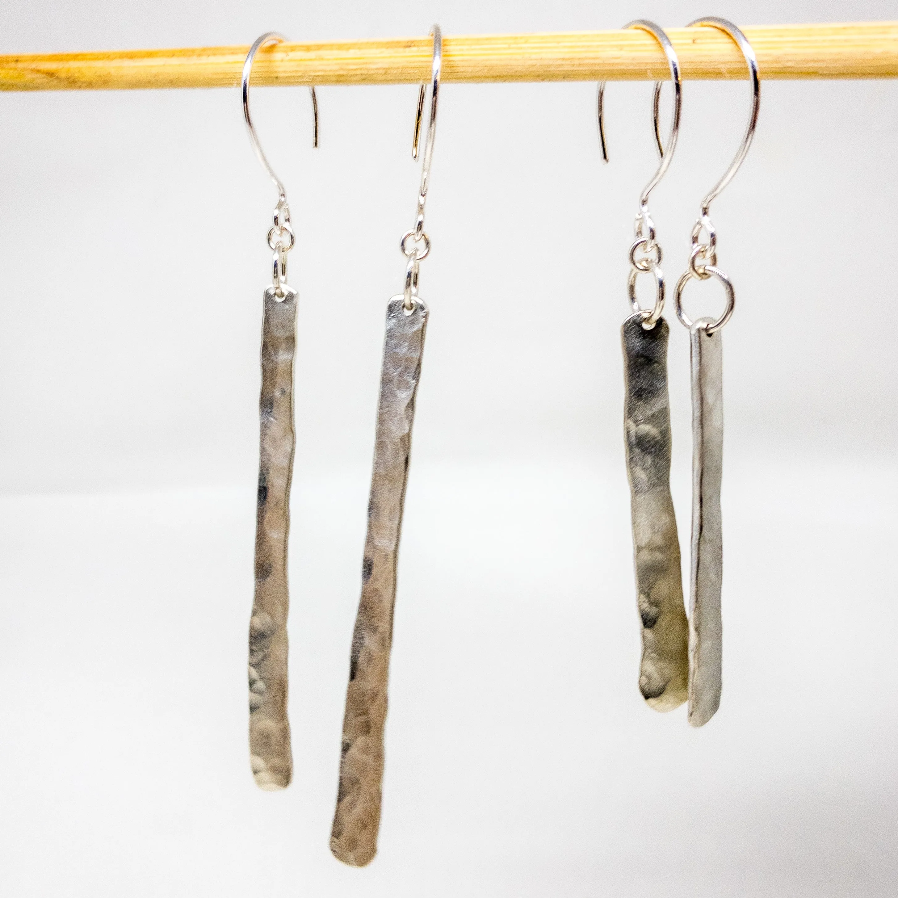 Organic Hammered Drop Earring in Sterling Silver