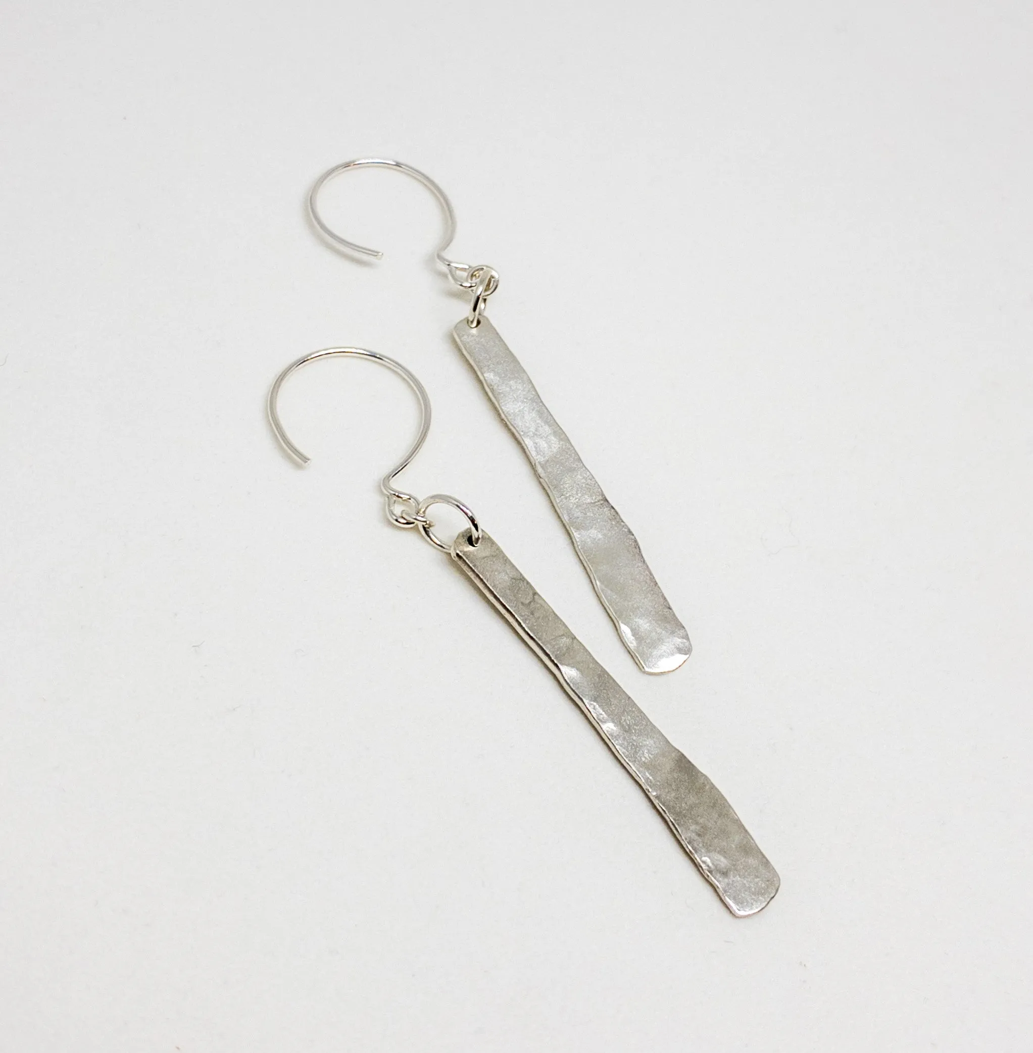 Organic Hammered Drop Earring in Sterling Silver