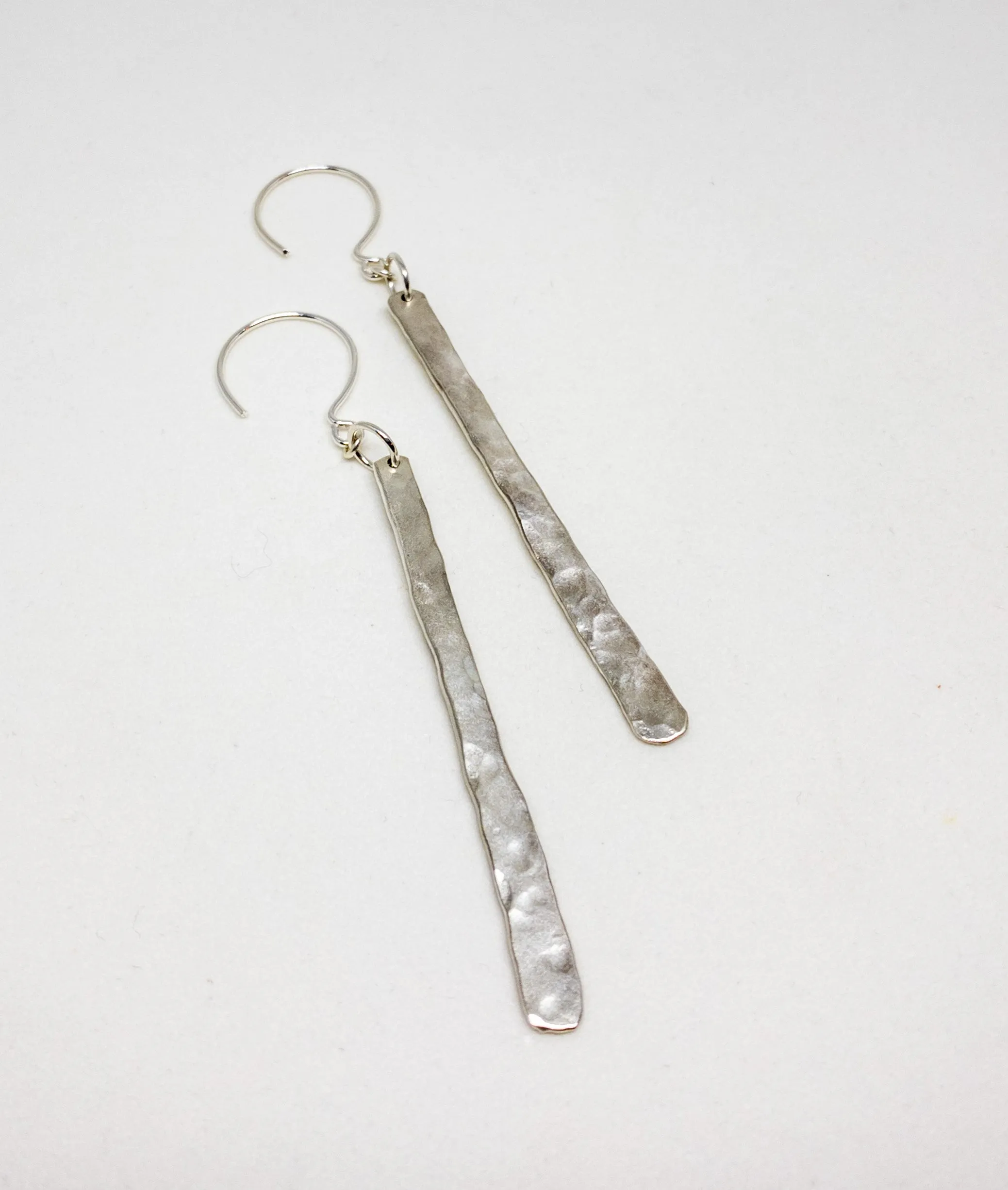 Organic Hammered Drop Earring in Sterling Silver