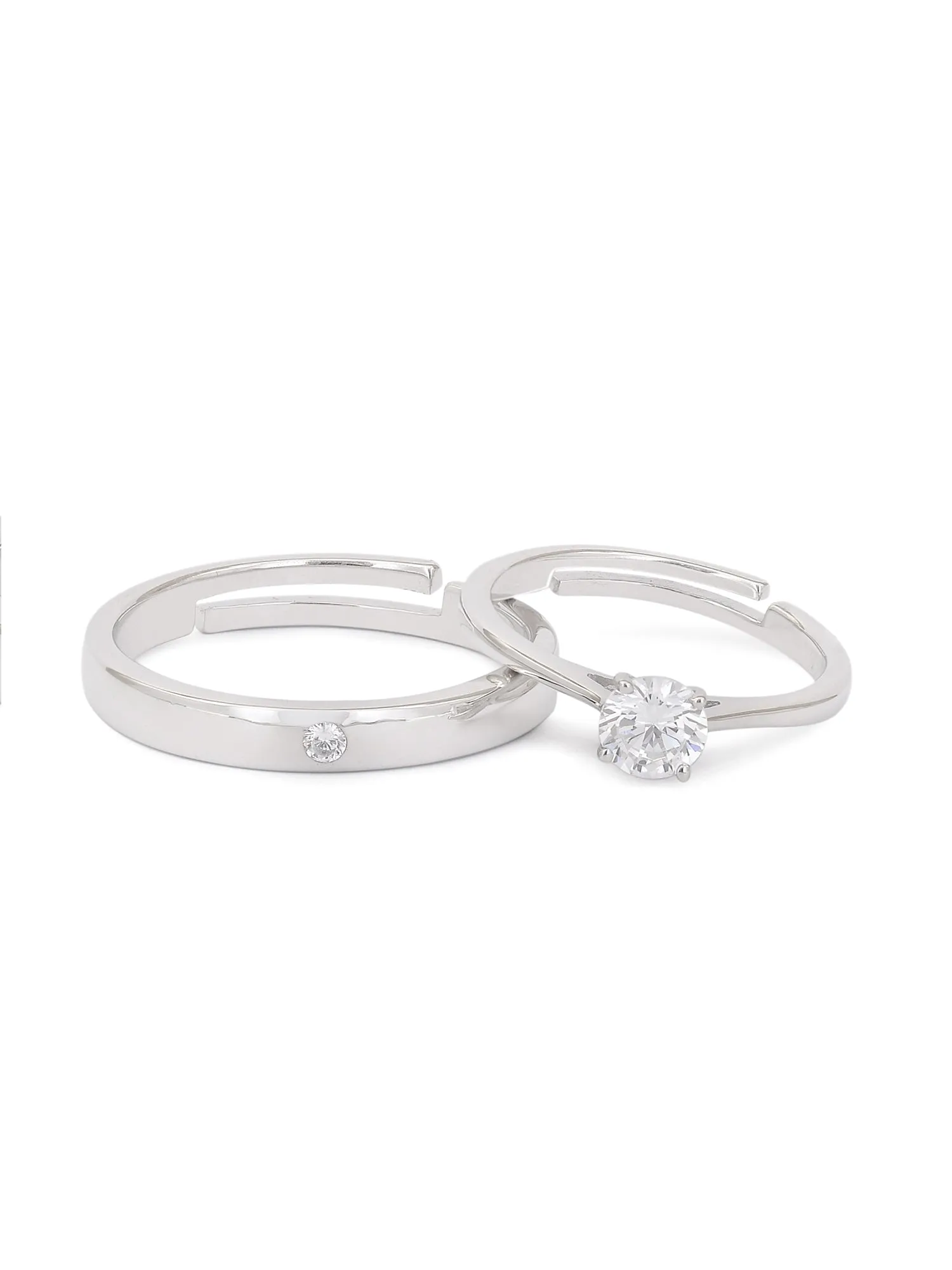 Ornate Adjustable Silver Rings For Couple