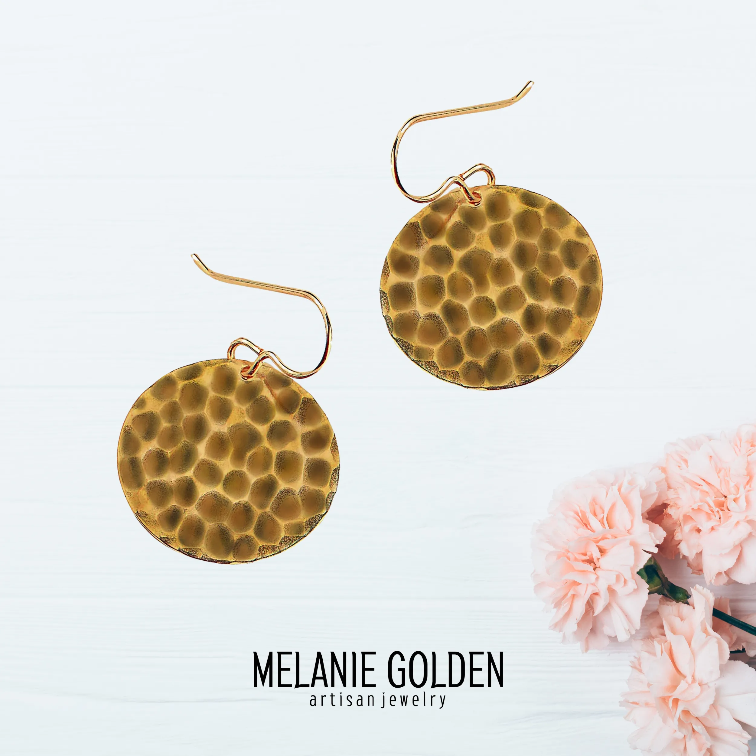 Oxidized Brass Hammered Disc Dangle Earrings