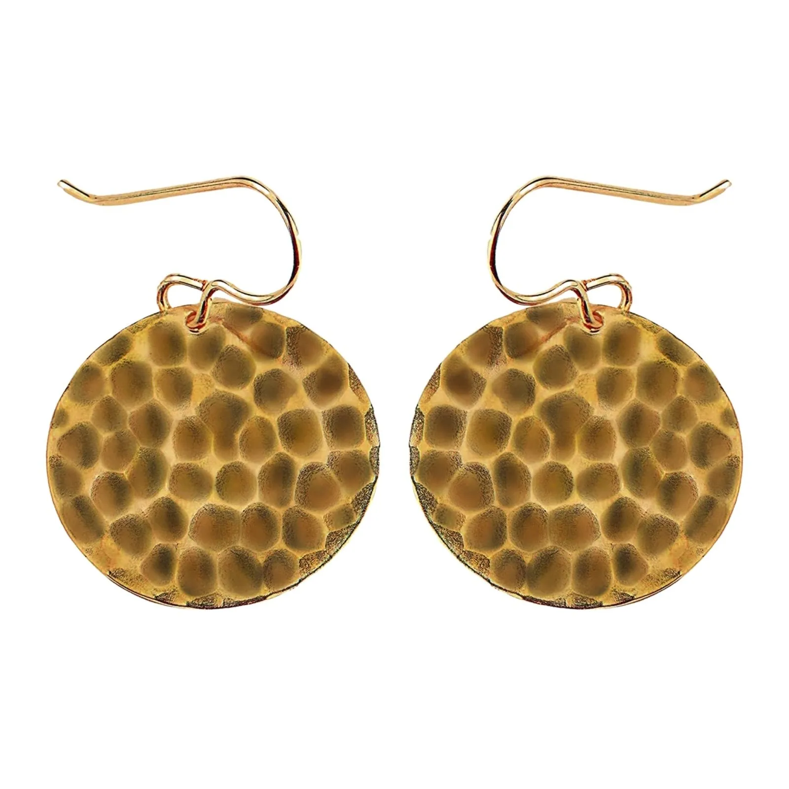 Oxidized Brass Hammered Disc Dangle Earrings