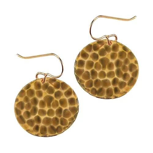 Oxidized Brass Hammered Disc Dangle Earrings