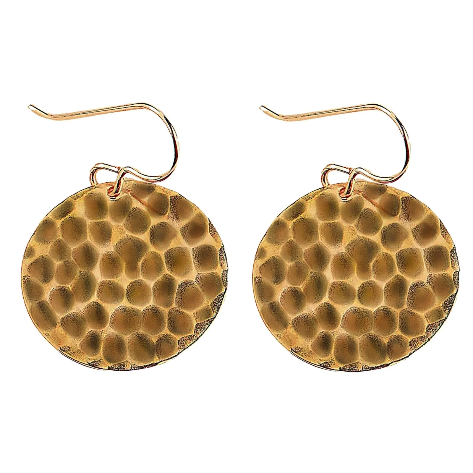 Oxidized Brass Hammered Disc Dangle Earrings