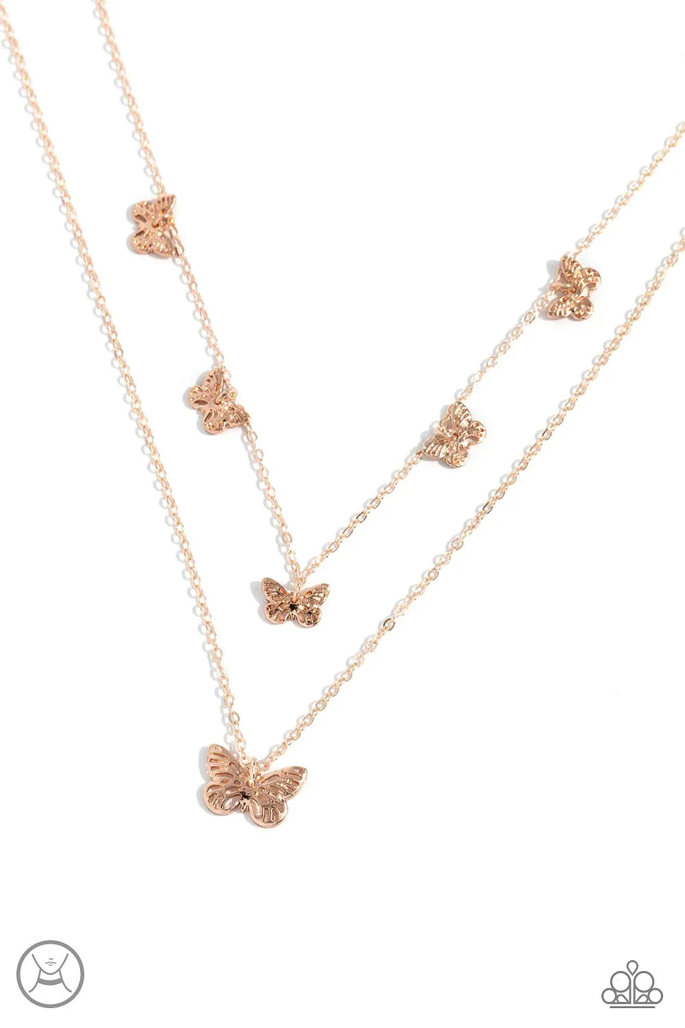 Paparazzi Butterfly Beacon Rose Gold Necklace & Earring Set