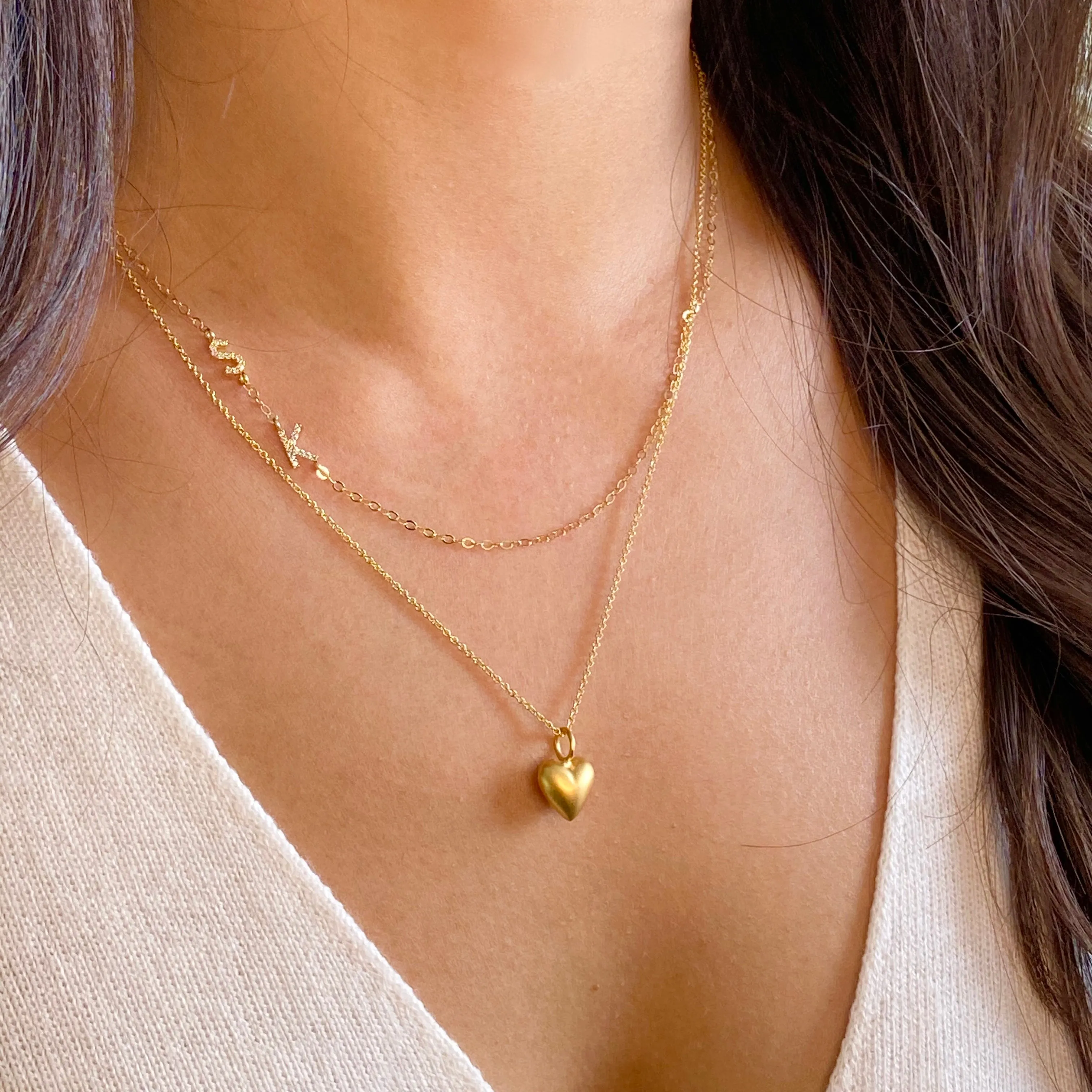 Pave Sideway Initial Necklace