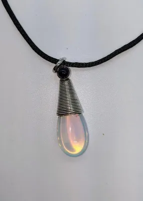 Pendant, Opalite Drop w-Ameth