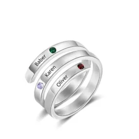 Personalized Mothers Rings Custom Name Birthstone Wrap Rings for Women Engraved Jewelry Anniversary Gifts for Mom