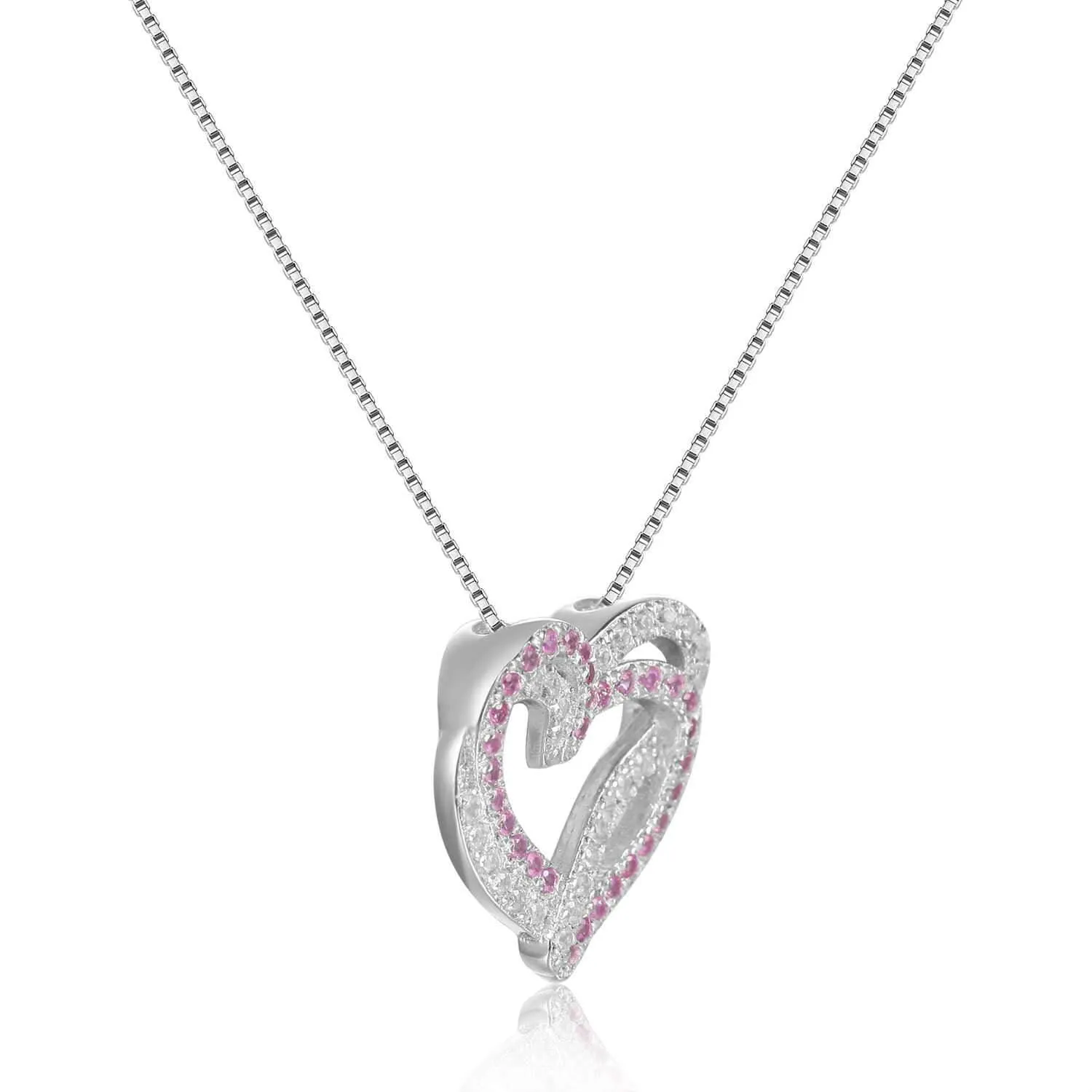 Pink Sapphire Open Heart Necklace