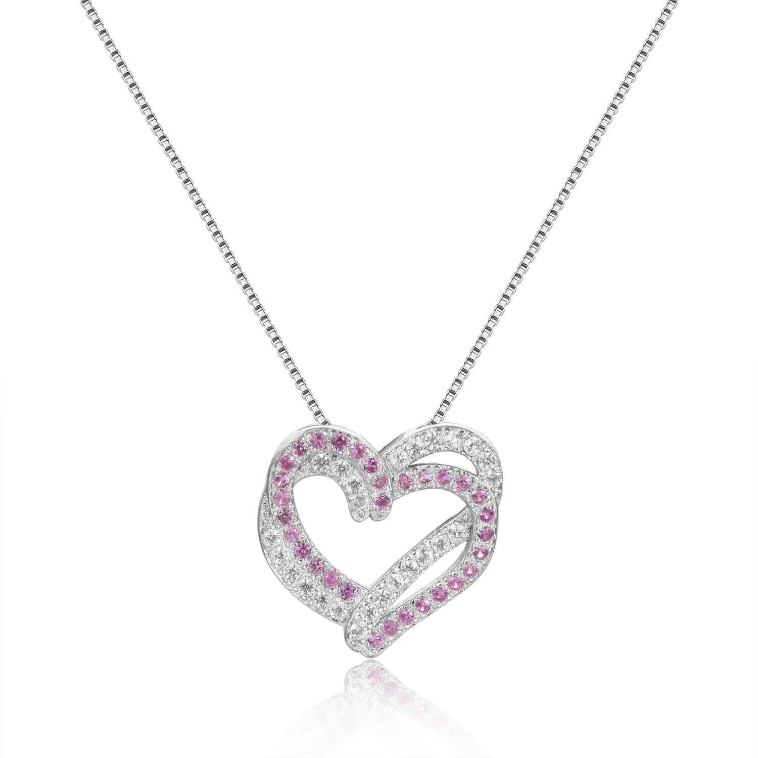 Pink Sapphire Open Heart Necklace