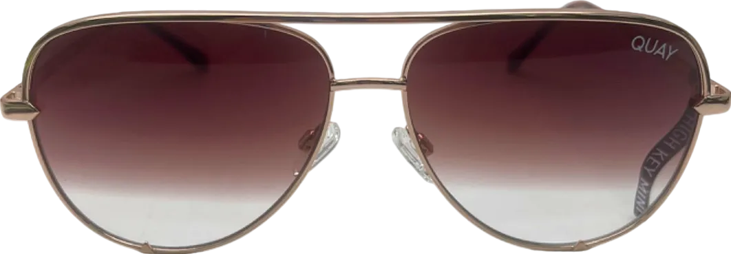 Quay Gold High Key Mini Sunglasses in case