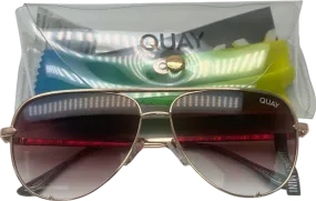 Quay Gold High Key Mini Sunglasses in case