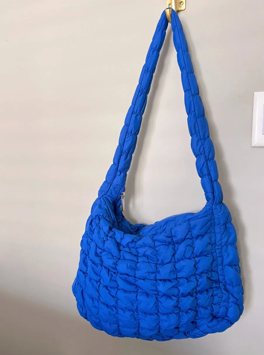 Quilted Shoulder Bag | Blue