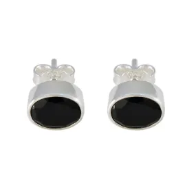 Riyo Arresting 925 Sterling Silver Earring For Sister Black Onyx Earring Bezel Setting Black Earring Stud Earring