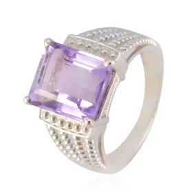 Riyo Classy Stone Amethyst Solid Silver Rings Children Day Gift