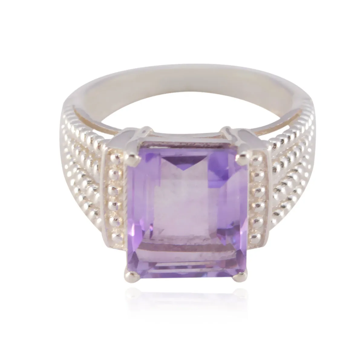 Riyo Classy Stone Amethyst Solid Silver Rings Children Day Gift