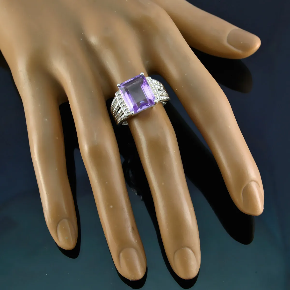 Riyo Classy Stone Amethyst Solid Silver Rings Children Day Gift