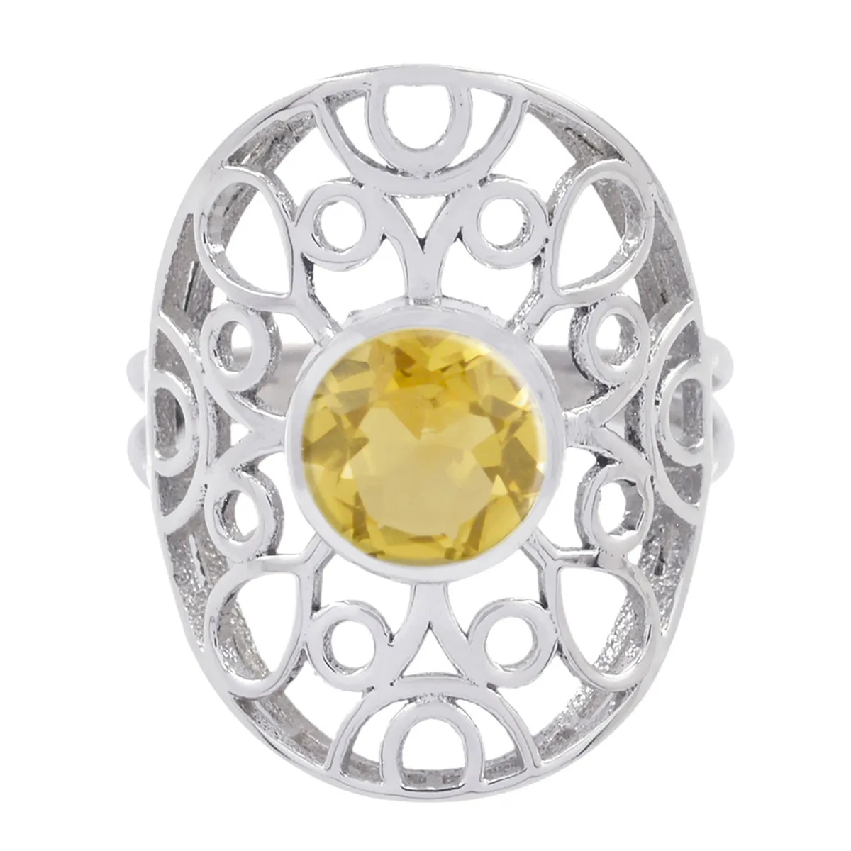 Riyo Cunning Gemstones Citrine 925 Sterling Silver Rings Stacking