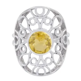 Riyo Cunning Gemstones Citrine 925 Sterling Silver Rings Stacking