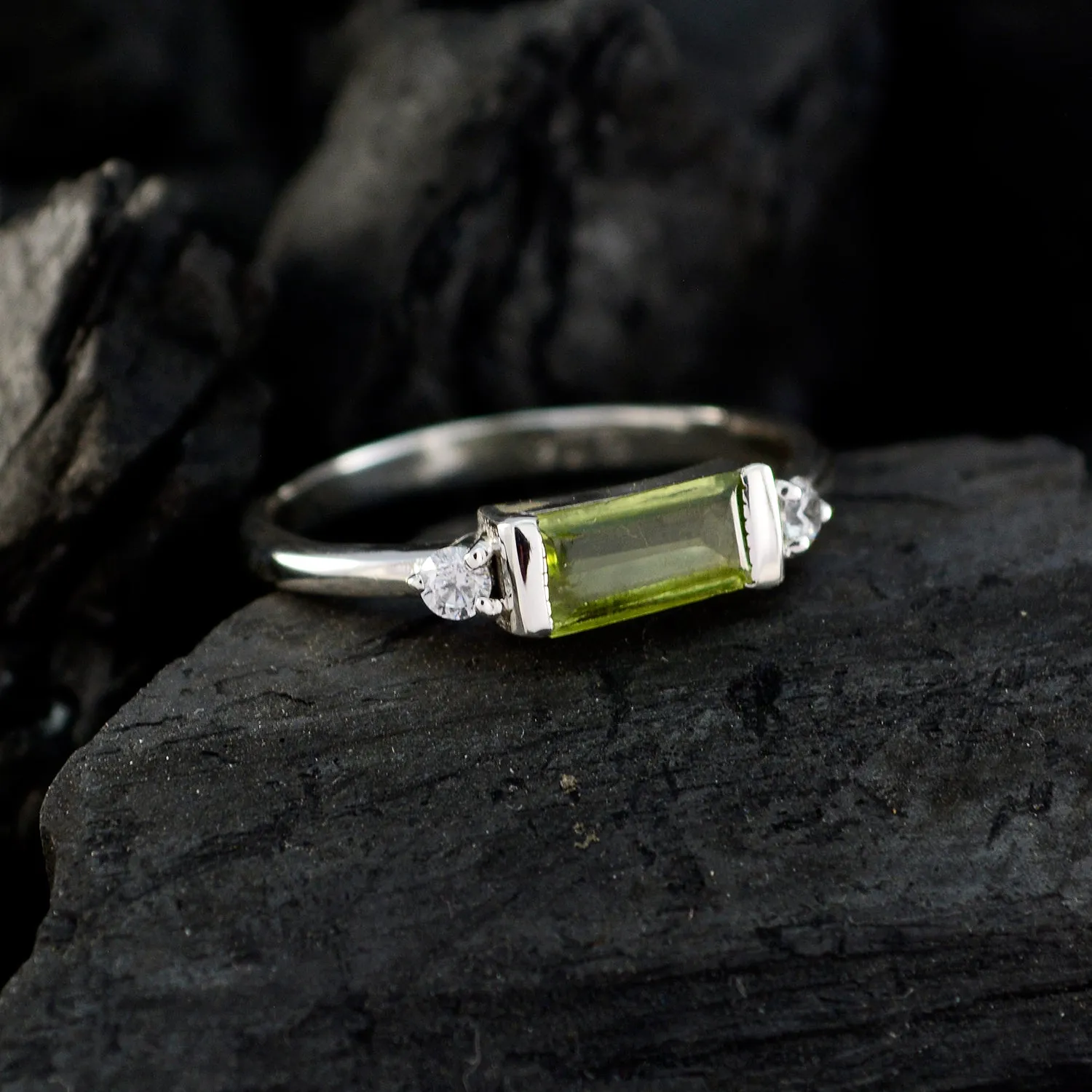 Riyo Fascinating Gem Peridot Solid Silver Rings Gift Anniversary