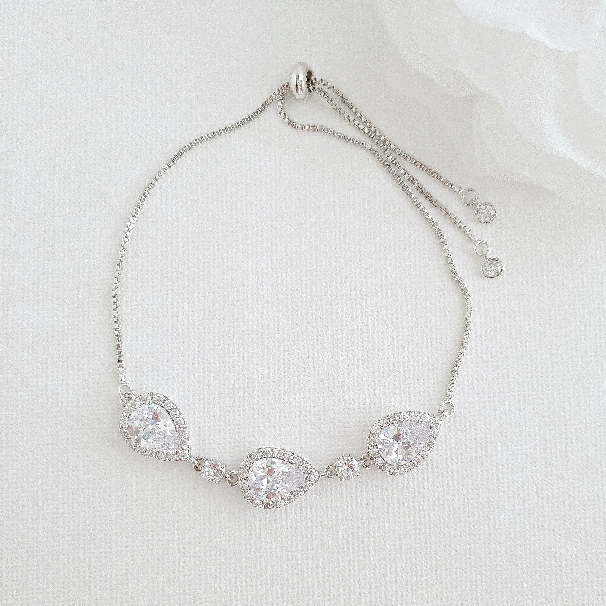 Rose Gold Bridesmaids Bracelet in Cubic Zirconia- Emma