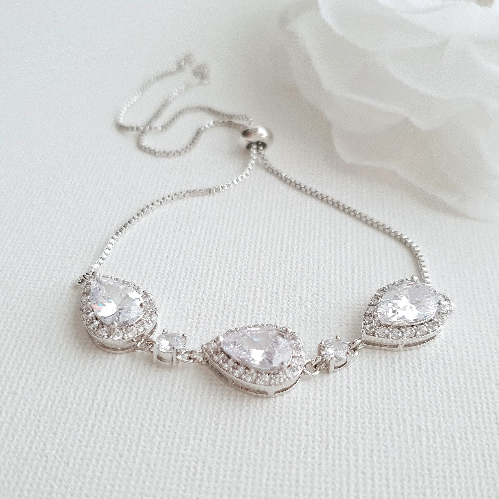 Rose Gold Bridesmaids Bracelet in Cubic Zirconia- Emma