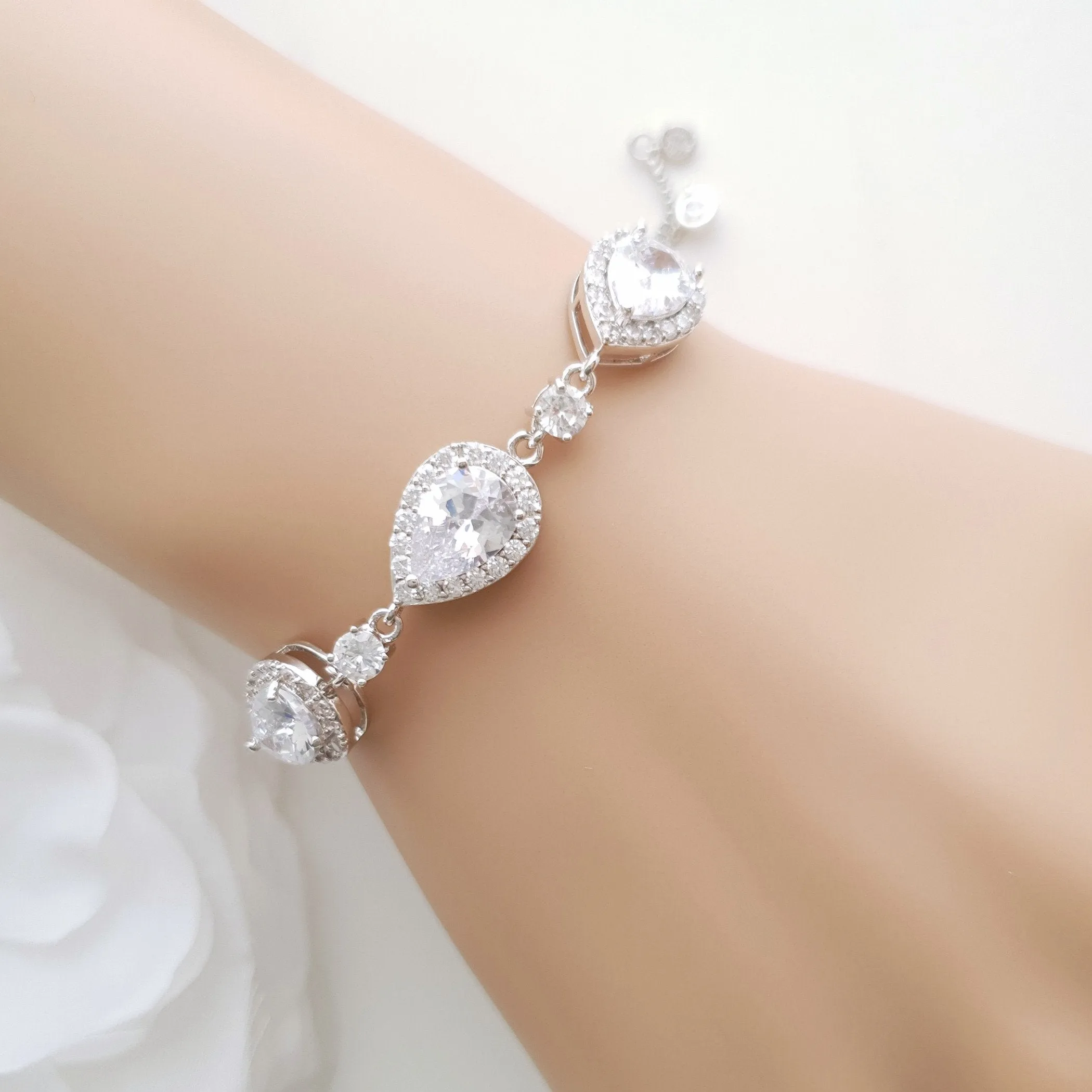 Rose Gold Bridesmaids Bracelet in Cubic Zirconia- Emma