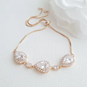 Rose Gold Bridesmaids Bracelet in Cubic Zirconia- Emma