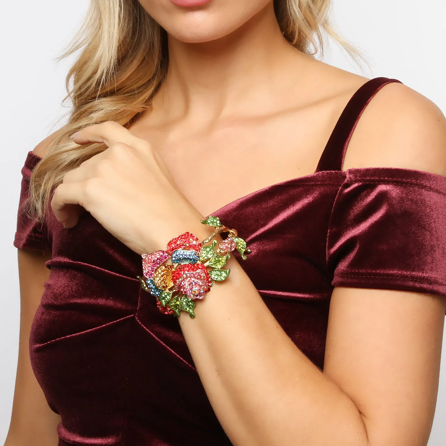 Rosie Metal Snap-on Floral Bracelet