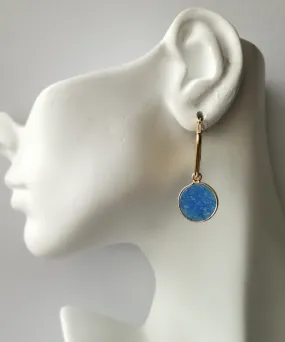 Round Blue Jade Square Hoop Earrings