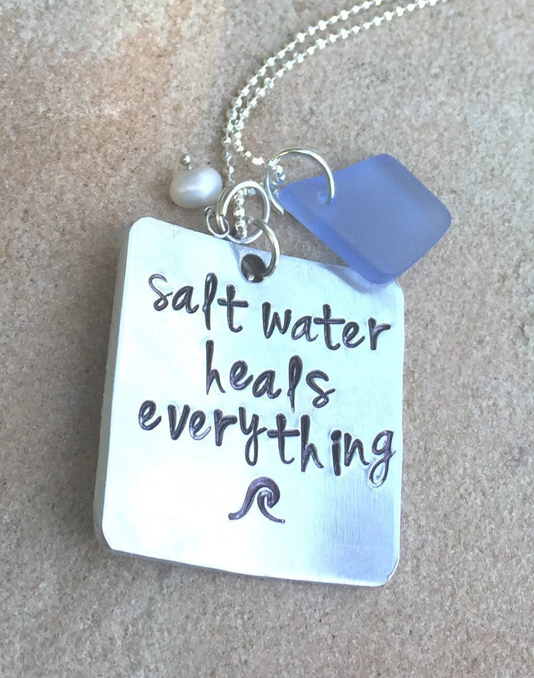 Salt Water Heals Everything Necklace, Beach Necklace, Beach Jewelry, Mothers Day Necklace, inspirational necklace, natashaaloha