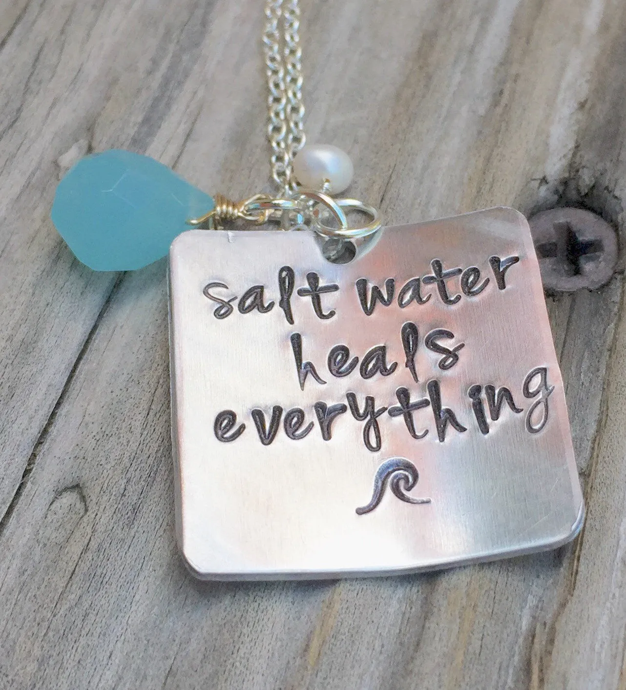 Salt Water Heals Everything Necklace, Beach Necklace, Beach Jewelry, Mothers Day Necklace, inspirational necklace, natashaaloha