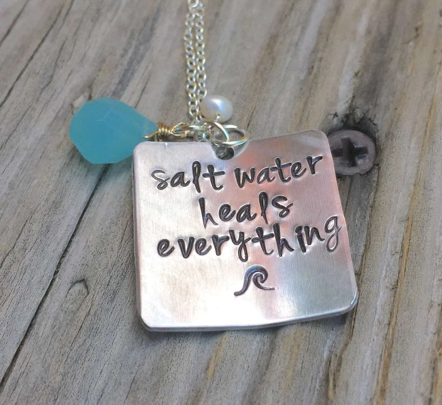 Salt Water Heals Everything Necklace, Beach Necklace, Beach Jewelry, Mothers Day Necklace, inspirational necklace, natashaaloha