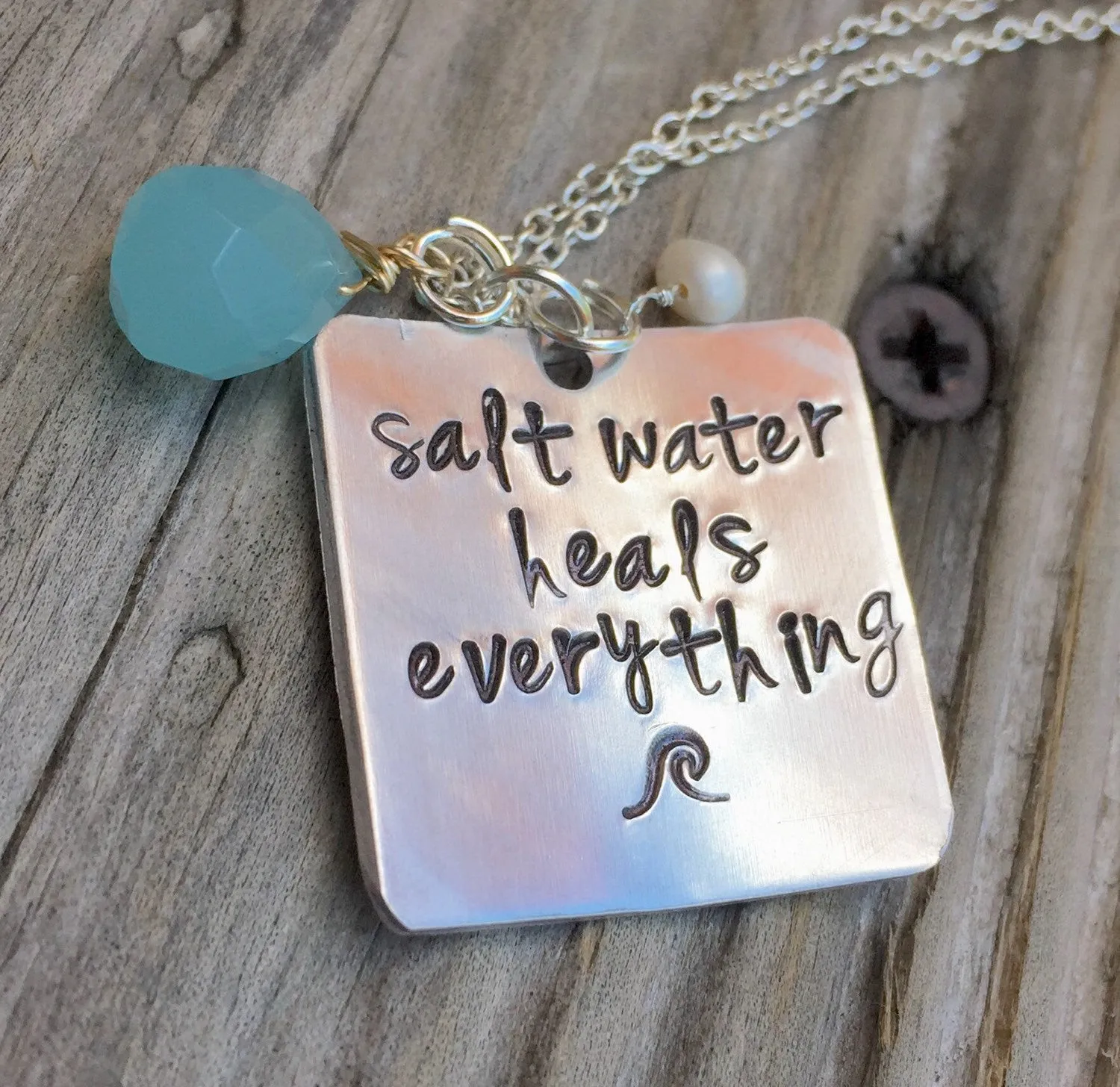 Salt Water Heals Everything Necklace, Beach Necklace, Beach Jewelry, Mothers Day Necklace, inspirational necklace, natashaaloha