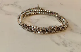 Silver Wrap Beaded Stretch Bracelet