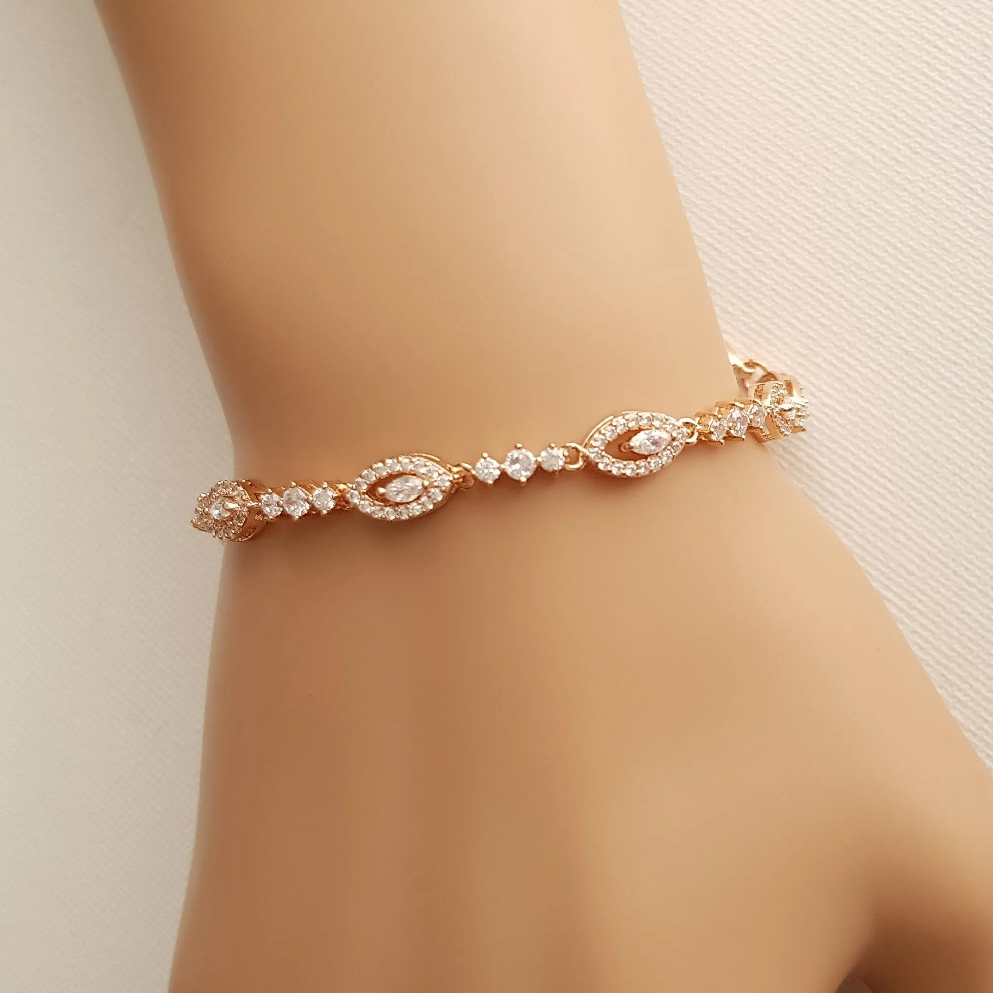 Slim Rose Gold Wedding Bracelet- Hannah