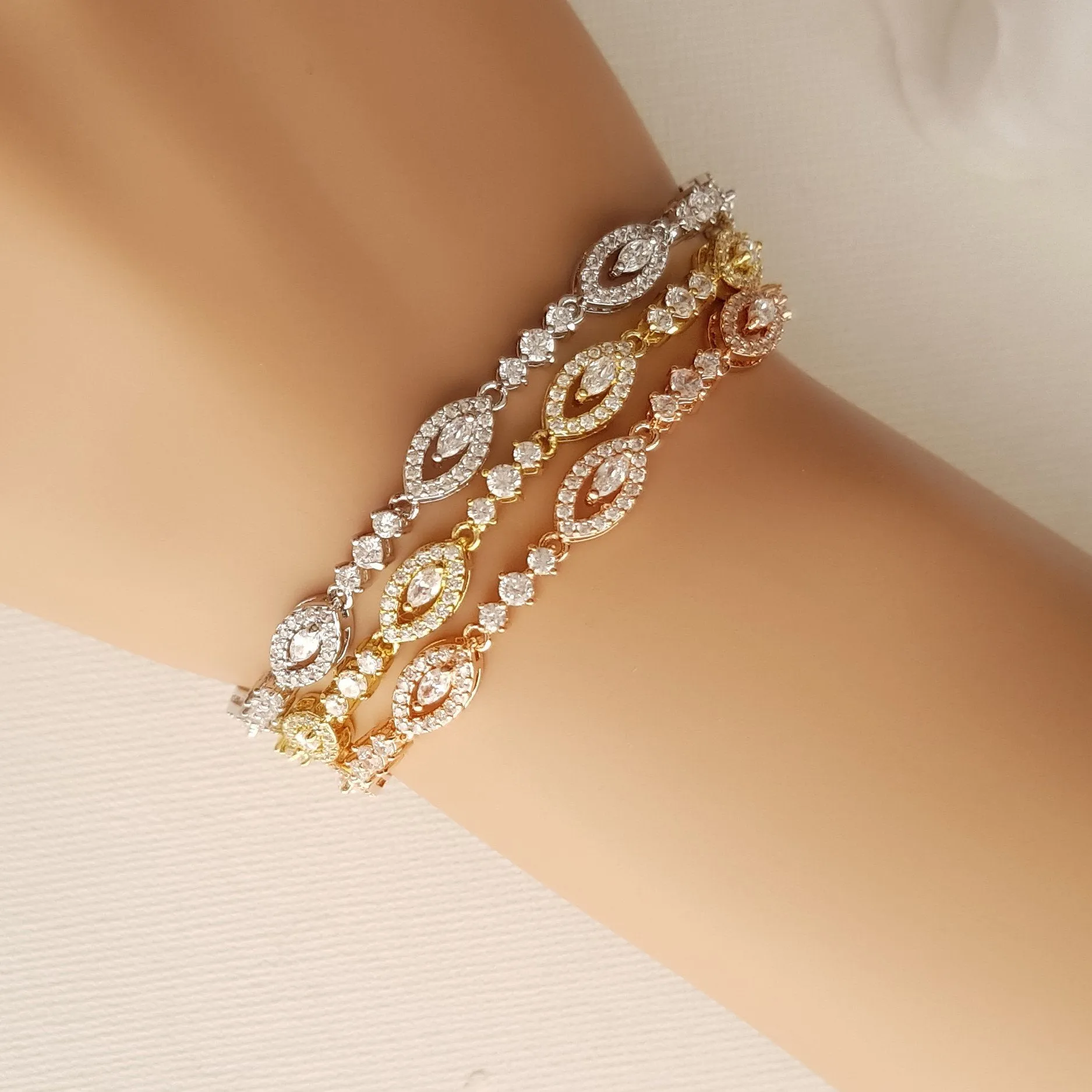 Slim Rose Gold Wedding Bracelet- Hannah