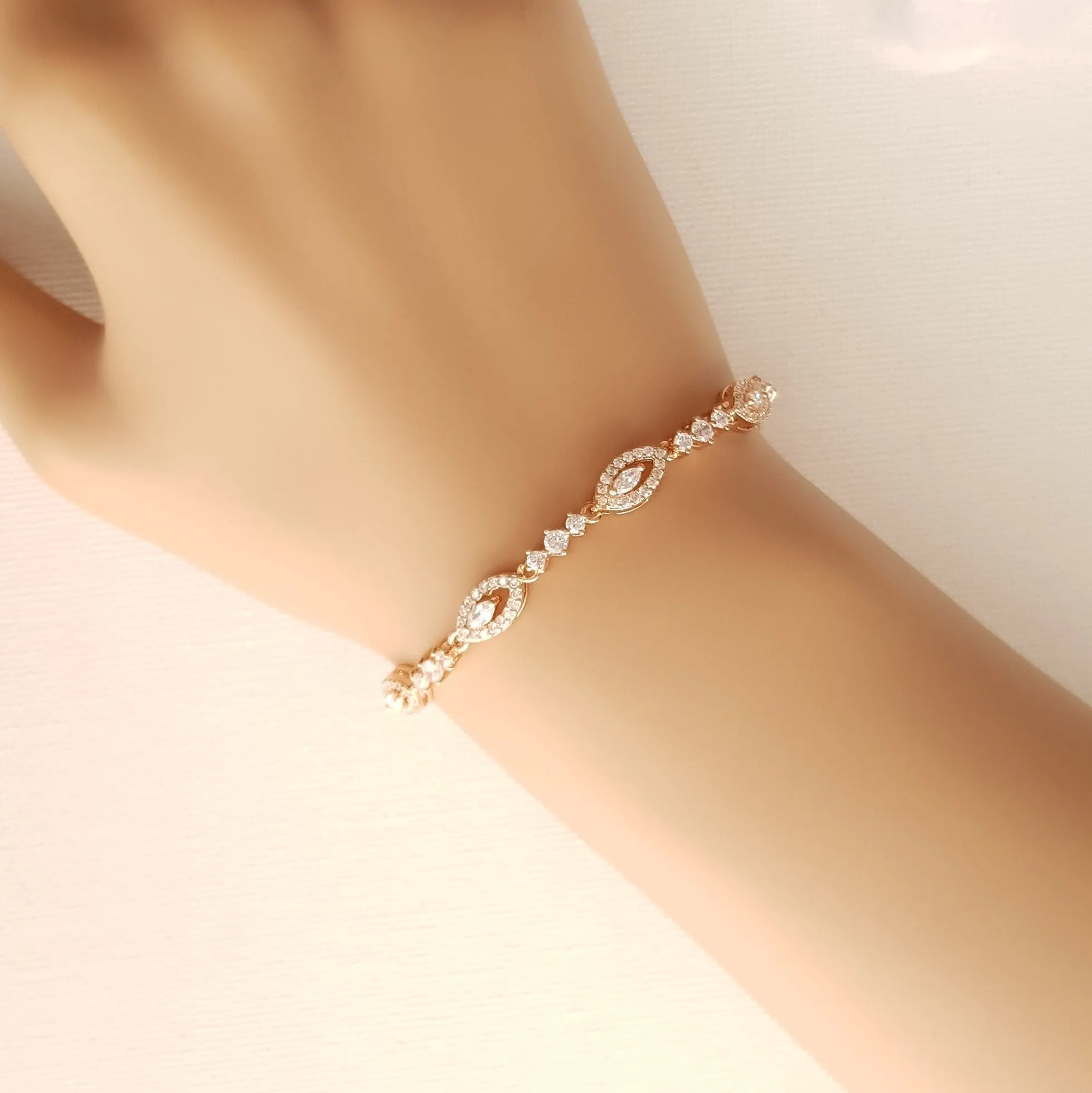 Slim Rose Gold Wedding Bracelet- Hannah