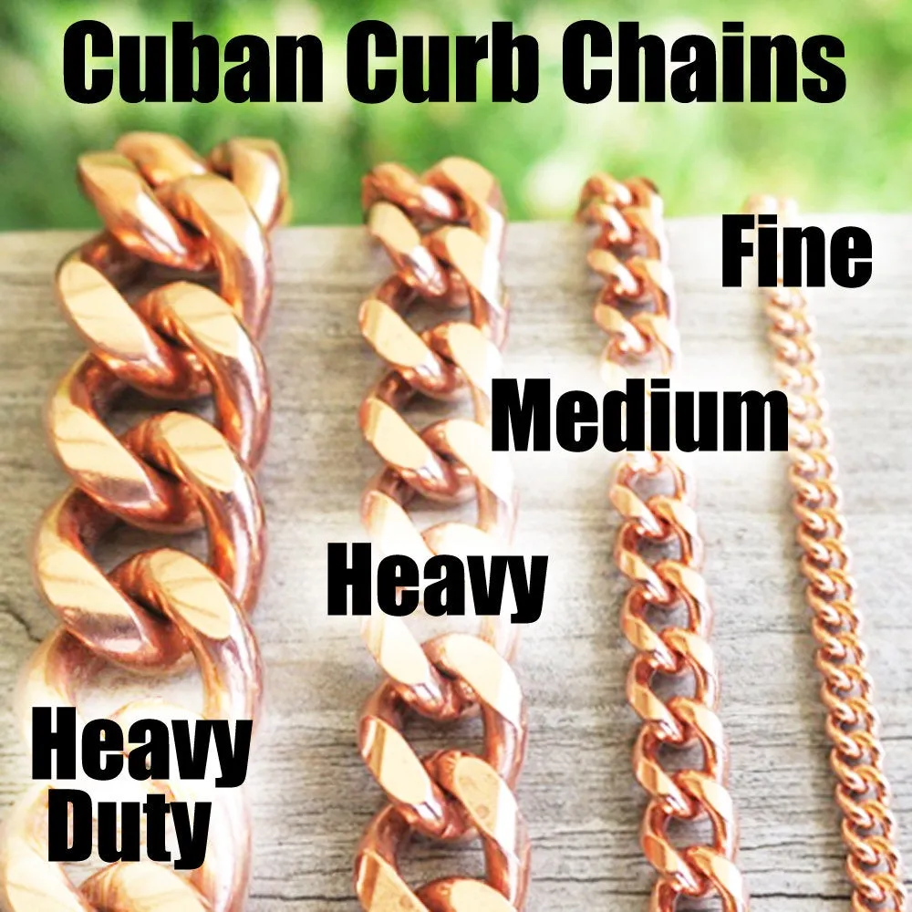 Solid Copper Necklace Chain Medium 5mm Cuban Curb Chain Necklace NC72 Pure Copper Curb Curb Chain Necklace 24 Inch Chain