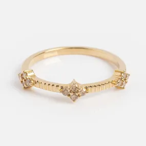 Solid Gold Salt and Pepper Diamond Ribbed Ring