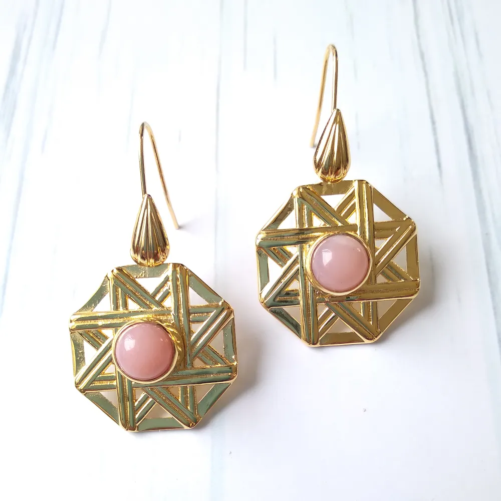 Solihiya Pink Jade Single Drop Earrings