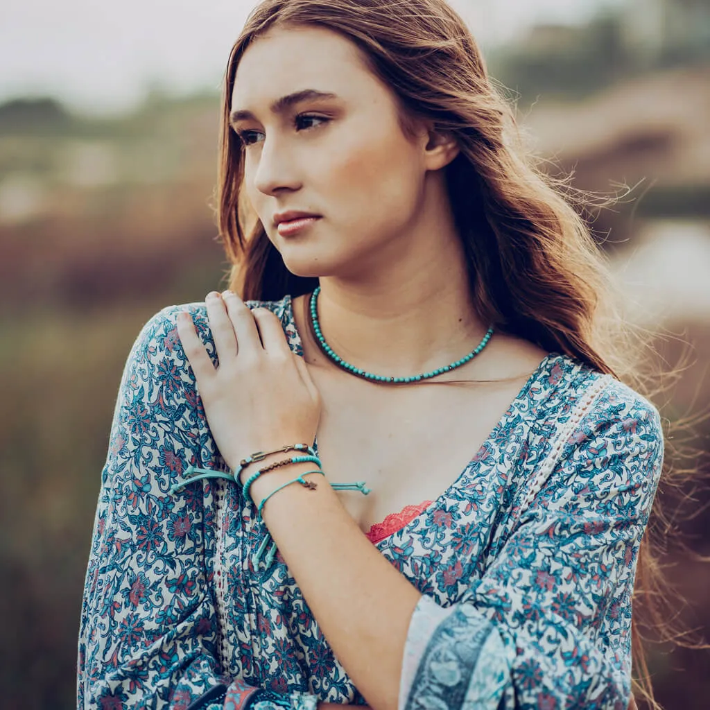 spirit // stabilized turquoise or rose quartz boho choker // wrap bracelet