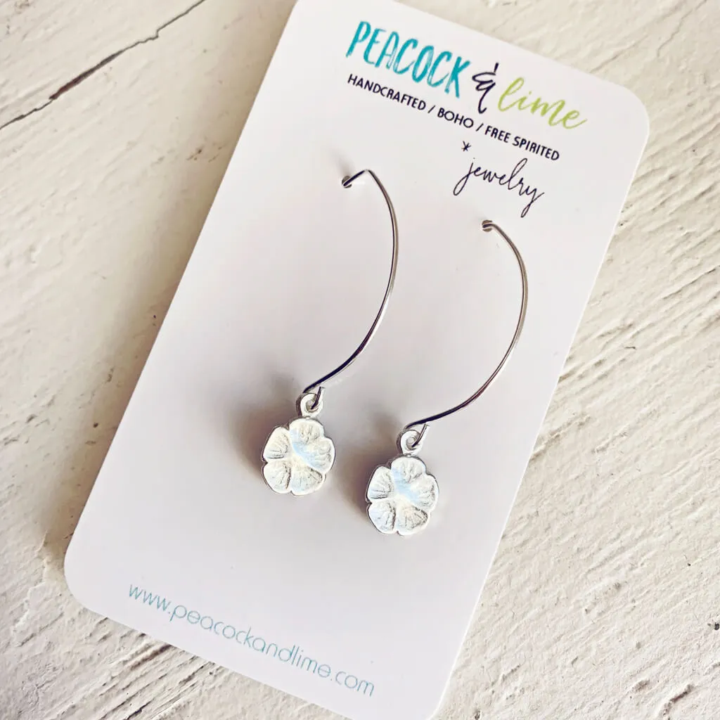 spring blossom // silver-plated baby botanical flower blossom charm earrings