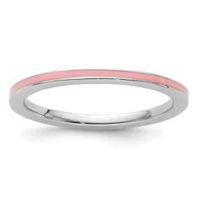 Stackable Expressions Pink Enameled 1.5mm Ring in Sterling Silver