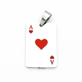 Stainless Steel Ace of Hearts Playing Card Pendant