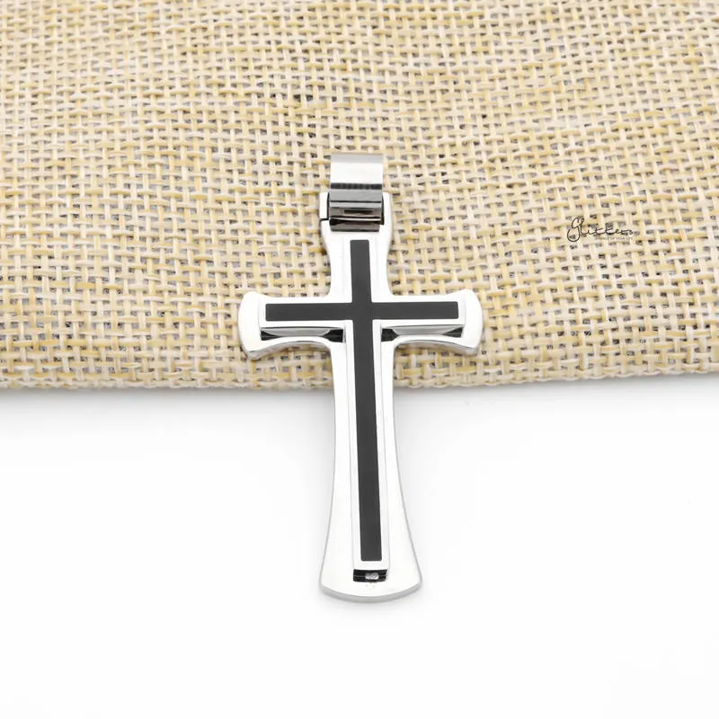 Stainless Steel Double Layer Black Cross Pendant